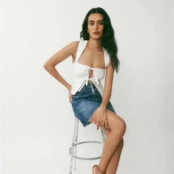 NWT Reformation Azalea linen top size 12 white - Picture 5 of 7